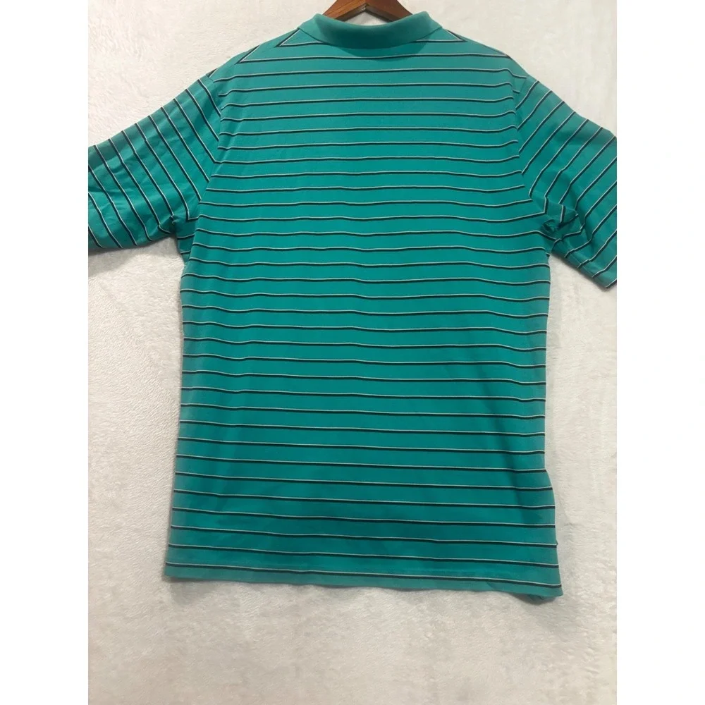 Polo Golf Ralph Lauren Collared Shirt Teal Striped Pima Cotton Large Thrashed
